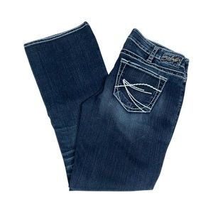 Silver Womens Aiko Low Rise Bootcut Jeans Size 32 x 29 Blue Embroidered Pockets